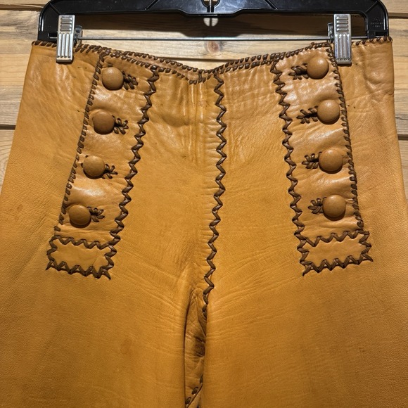 VTG 1970s North Beach Leather Whipstitch Leather Pants Ladies 7/8 - Picture 5 of 14